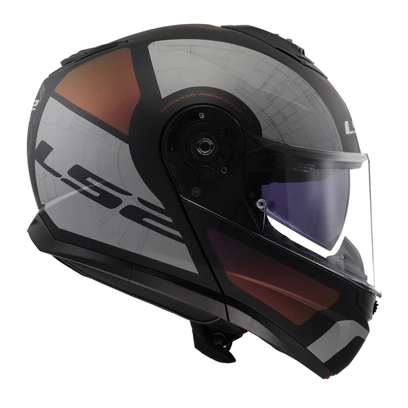LS2 STROBE 2 ORION MAT SİYAH-MOR-MAVİ ÇENE AÇILIR KASK - Resim 4