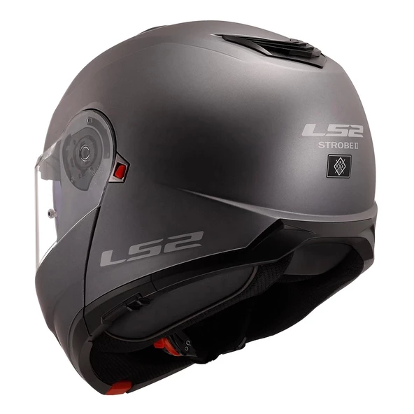 LS2 STROBE 2 ÇENE AÇILIR MAT TITANIUM KASK - Resim 6