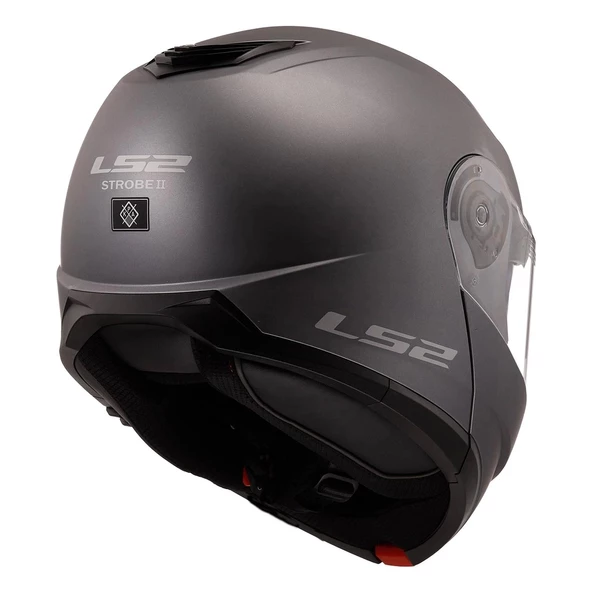 LS2 STROBE 2 ÇENE AÇILIR MAT TITANIUM KASK - Resim 5