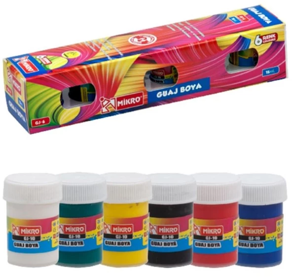Mikro Guaj Boya Şişe 6 Renk 15 ML ürün görseli 1