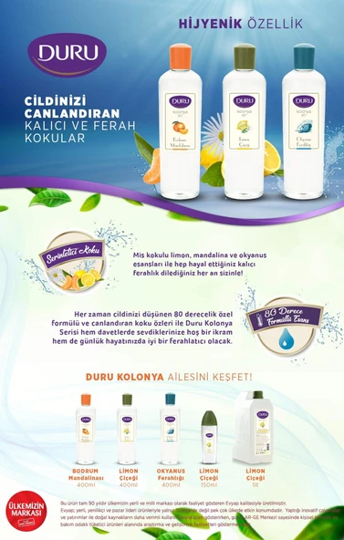 Duru Okyanus Kolonya Pet Şişe (400 ml) - Resim 3