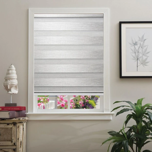 Hazır Hasır Bambu Zebra Stor Perde Gri 60x200cm ürün görseli 1