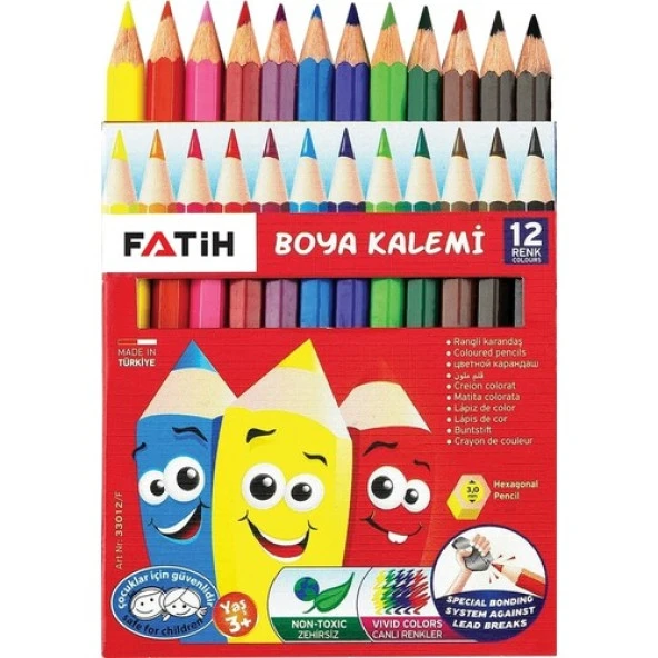 Fatih Boya Kalemi 12 Renk Yarım Boy Karton Kutu ürün görseli 1