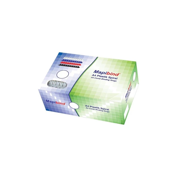 Mapibind Spiral Plastik 200-220 Sayfa 22 MM Beyaz Spiral (50 Li Paket) ürün görseli 1