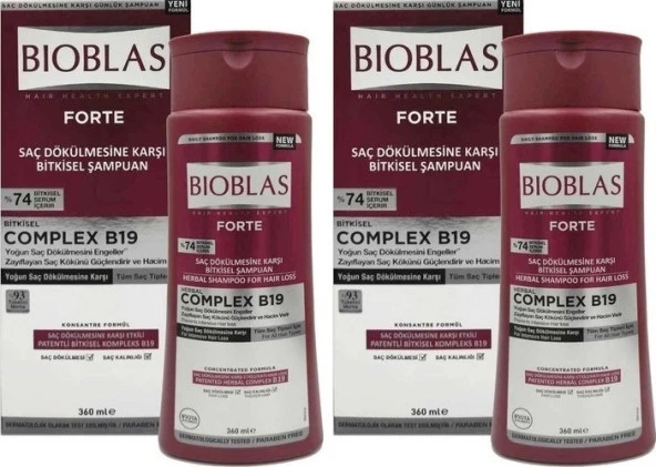 Bioblas Forte Saç Dökülmesine Karşı Bitkisel Şampuan 360 ml 2 Adet Kadın-Erkek ürün görseli 1
