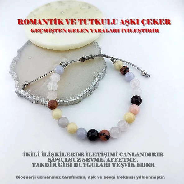 Vaoov Aşk Tılsımlı Doğal Taşlı Gümüş Bileklik ürün görseli 1