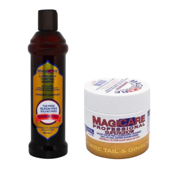 Magicare Supergrow  Kepekli ve Dökülen Saçlar İçin Şampuan 450 ML +  Saç Derisi Bakım Kremi 200 ML ürün görseli 1