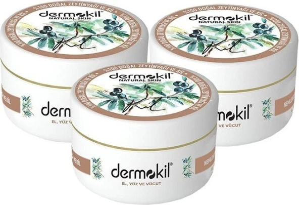 Dermokil Zeytinyağlı Yüz, Vücut ve Doğal El Kremi 300 ml x 3 Adet ürün görseli 1