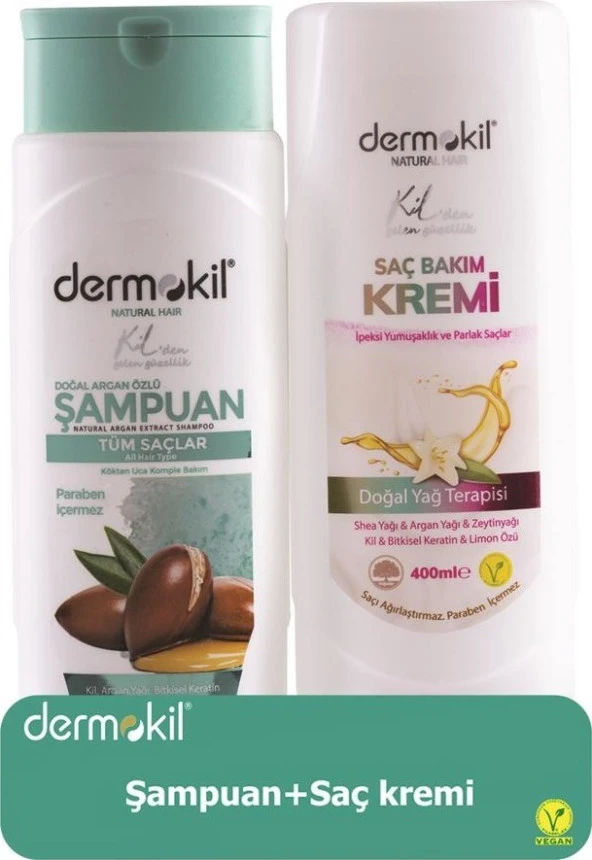 Dermokil Argan Şampuan 400 ml + Saç Kremi 400 ml 2'li Set ürün görseli 1