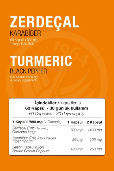 SPN  ZERDECAL KARABIBER 60 KAPSUL X 880 MG - Resim 3
