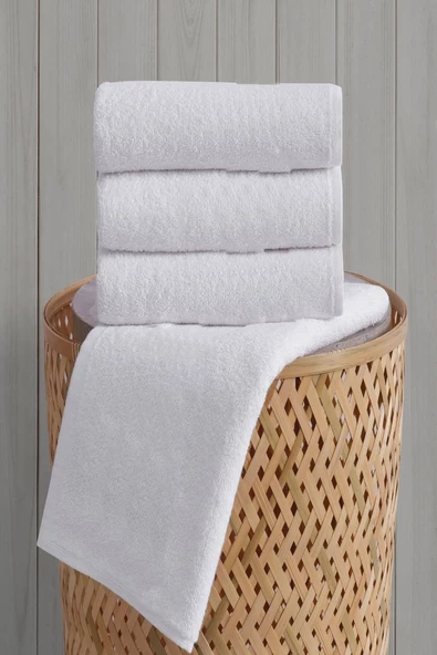 4 lü El Yüz Havlusu Seti Pamuklu Desensiz Soft Dokulu 50x90 Cm ürün görseli 1