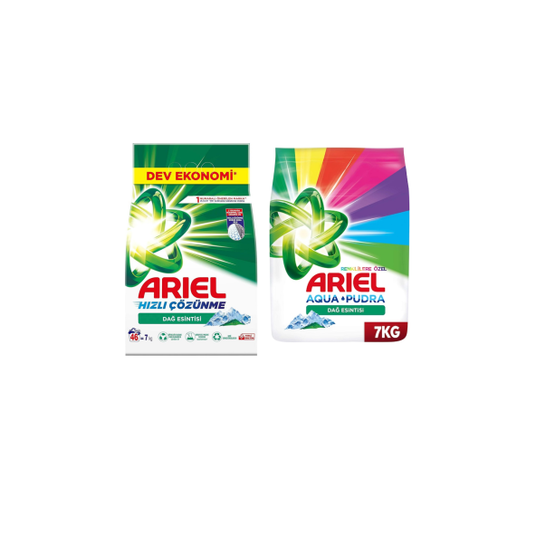 Ariel Dağ Esintisi 7 Kg Hızlı Çözünme Toz Çamaşır Deterjanı & Ariel Renklilere Özel 7 kg ürün görseli 1