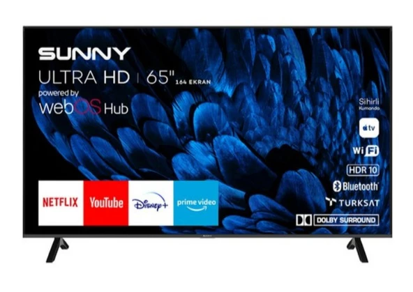 Sunny SN65FMN252 Frameless 4K Ultra HD 65" 165 Ekran Uydu Alıcılı webOS Smart LED TV ürün görseli 1