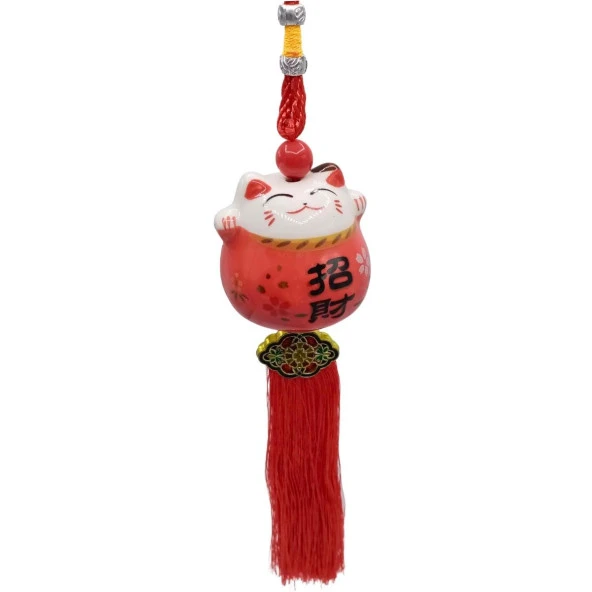 Feng Shui Maneki Neko Şans Kedisi Kırmızı No.2 ürün görseli 1