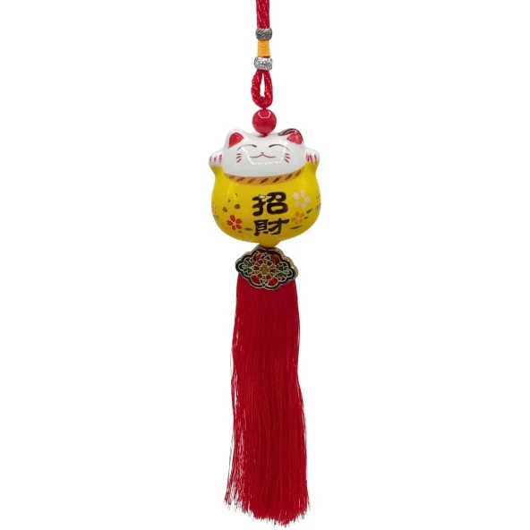 Feng Shui Maneki Neko Şans Kedisi Sarı No.2 ürün görseli 1