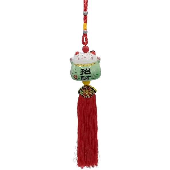 Feng Shui Maneki Neko Şans Kedisi Yeşil No.2 ürün görseli 1