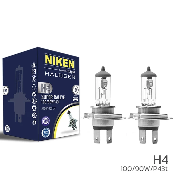 NİKEN AMPUL H4 12V 100W P43T TIRNAKLI 2 ADET ürün görseli 1