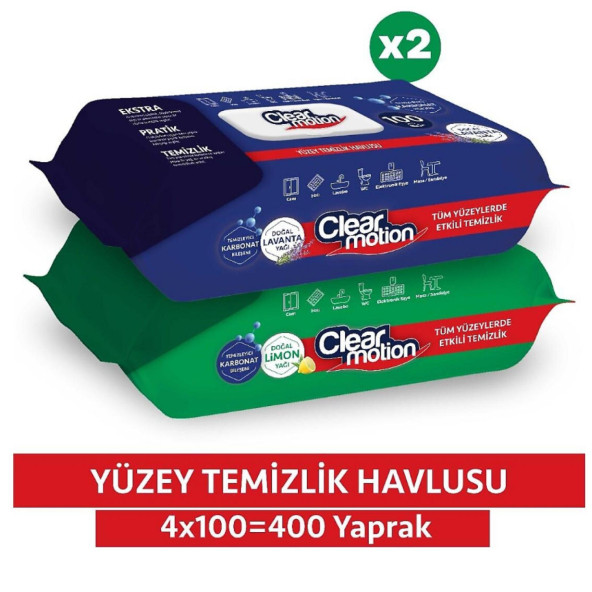 Clear Motion Yüzey Temizlik Havlusu (4x100) 400 Yaprak ürün görseli 1