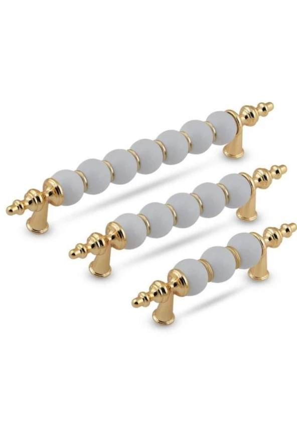 Polimer Boncuk Lüks Modern Dolap Çekmece Kulpları (2 Adet ) 192 Mm Altın Boncuk ürün görseli 1
