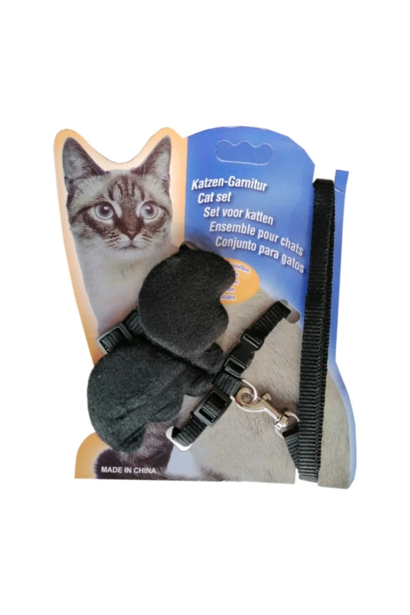 Atlantik Kanatlı Melek Kedi Göğüs Bel Tasması 20*32 Cm Siyah ürün görseli 1