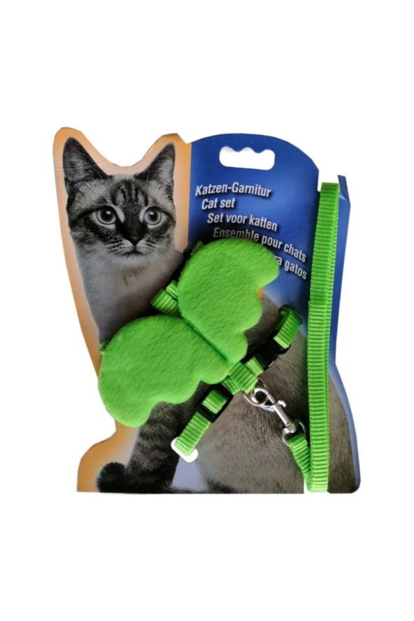 Yeşil Atlantik Kanatlı Melek Kedi Göğüs Bel Tasması 20*32 cm ürün görseli 1
