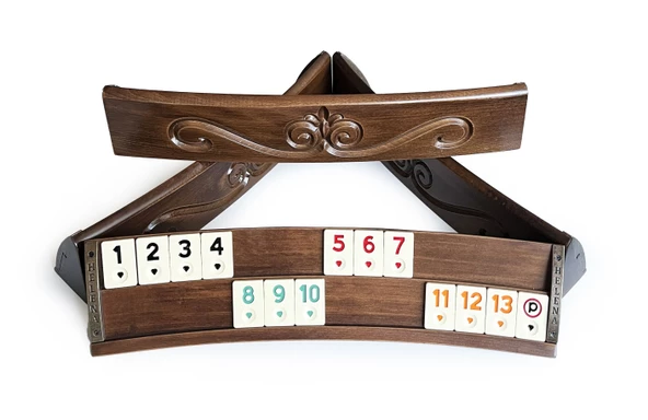 Helena Wood Art Elliptic Oval El Yapımı Masif Ahşap Oymalı Okey Takımı ürün görseli 1