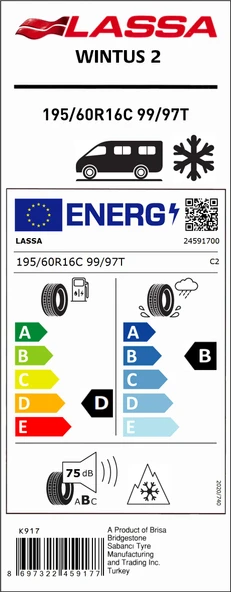 Lassa 195/60 R16 C 6Pr 99/97T Wıntus2 Kış Lastiği - 2022 ürün görseli 1
