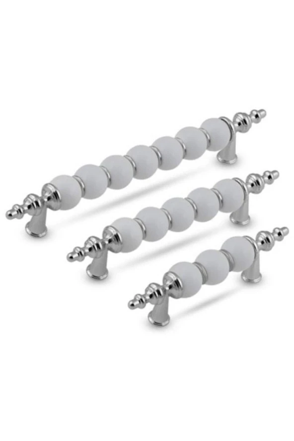 Polimer Boncuk Lüks Modern Dolap Çekmece Kulpları (2 Adet ) 192 Mm Krom Boncuk ürün görseli 1