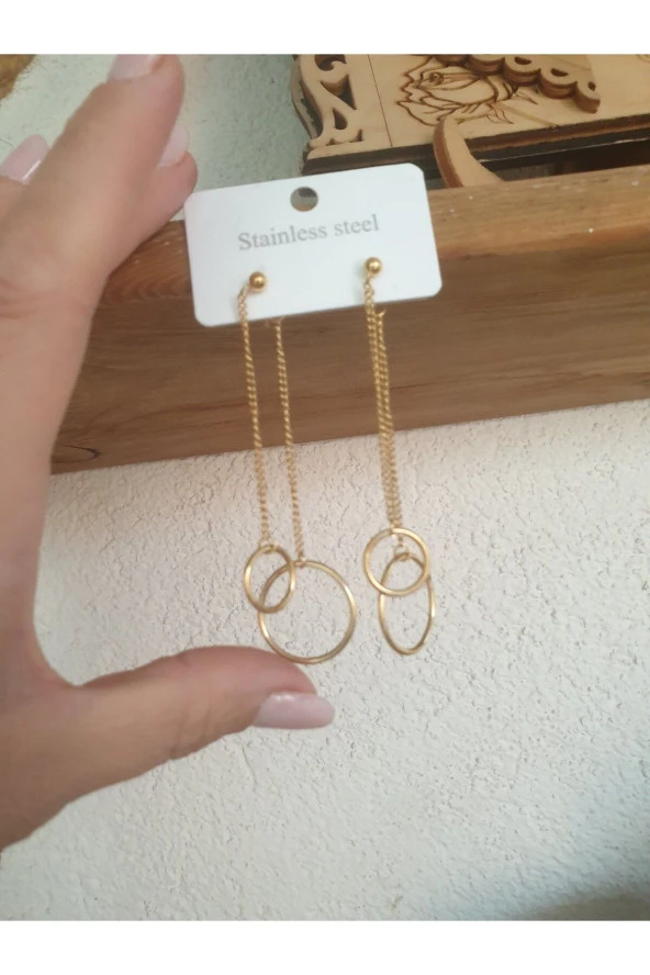 SALLANTILI HALKA KÜPE ÇELİK KÜPE YENİYIL TARZ ürün görseli 1