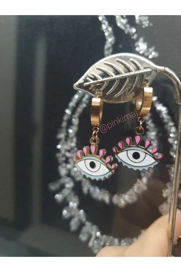 Nazar Göz Temalı Çelik Küpe Rose Gold ürün görseli 1