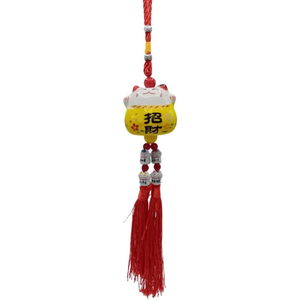 Feng Shui Maneki Neko Şans Kedisi Sarı No.4 ürün görseli 1