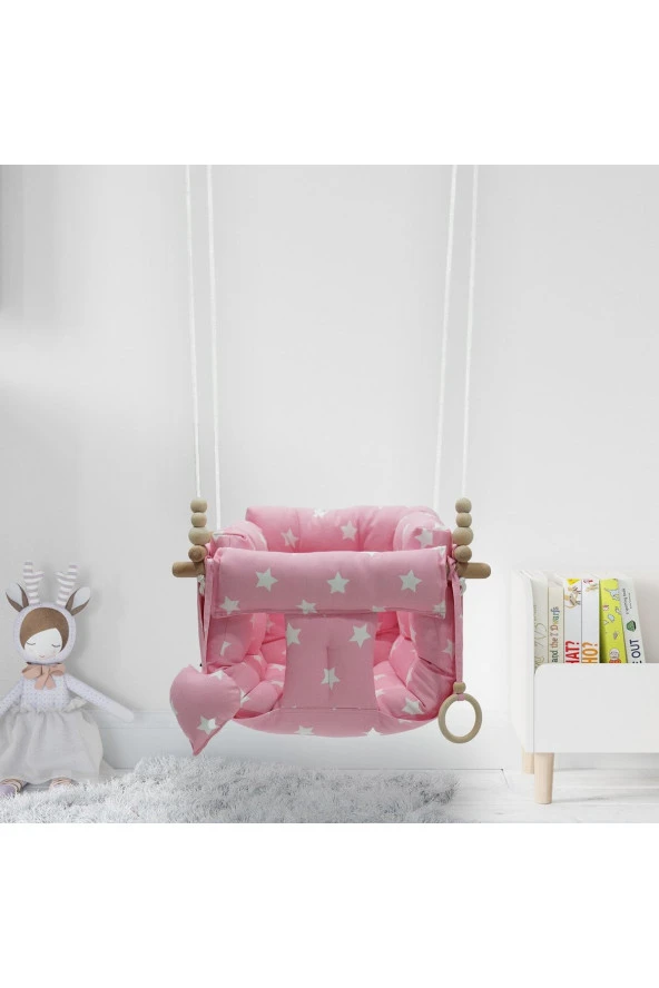 Pufidik Çocuk Salıncağı Pembe Yıldızlı ürün görseli 1