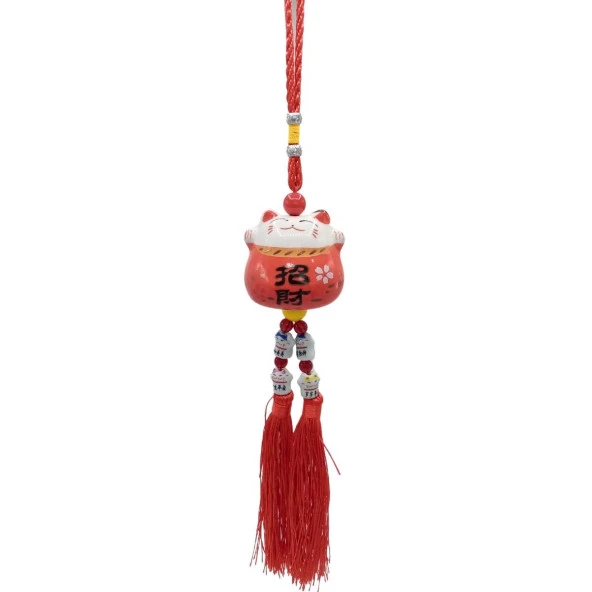Feng Shui Maneki Neko Şans Kedisi Kırmızı No.4 ürün görseli 1