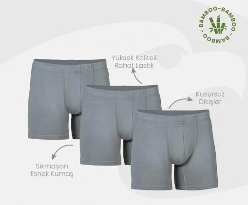 6 Adet Şahin Erkek Bambu Boxer 70059 - Resim 3