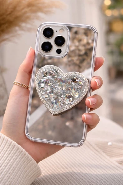 Aynalı Taşlı Popsocketli Kılıf iPhone 13 Pro - Resim 2