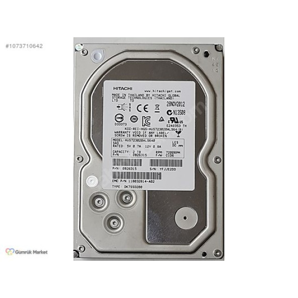 Hitachi HUS723020ALS640 2.0TB 3.5" 6-Gb/s SAS Hard Drive ürün görseli 1