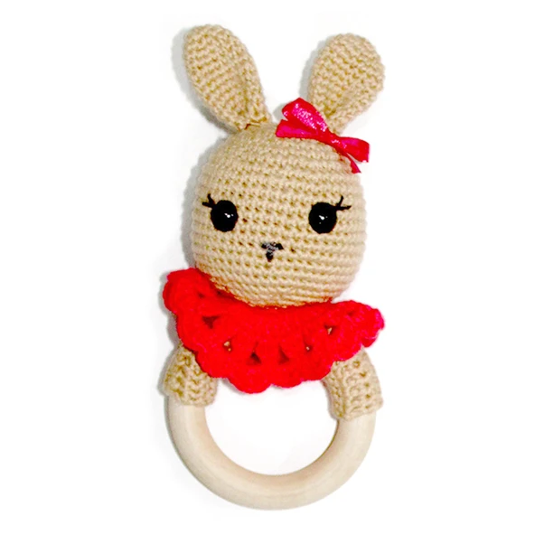 Narçiçeği Pelerinli Kahve Tavşan Amigurumi Çıngırak ürün görseli 1