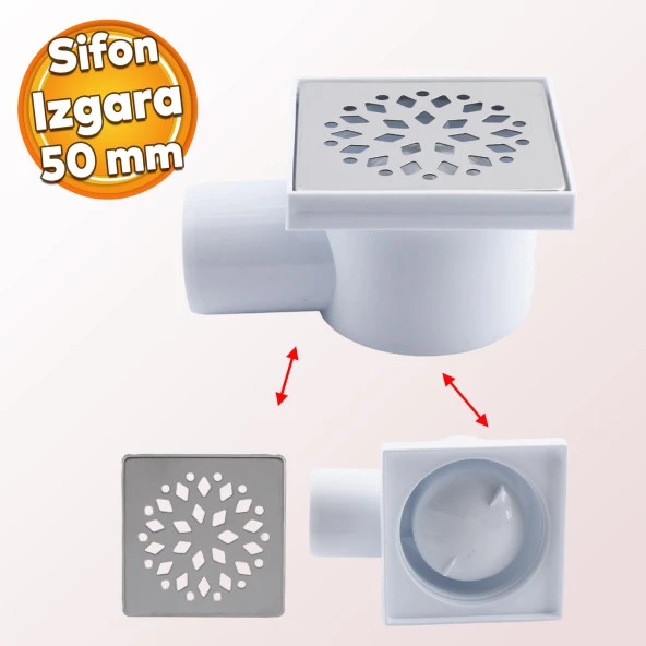Metal Plastik Yer Süzgeci Banyo Izgara Lavabo Pis Su Gideri Kapak Yandan Çıkışlı Yer Sifon 50 mm ürün görseli 1