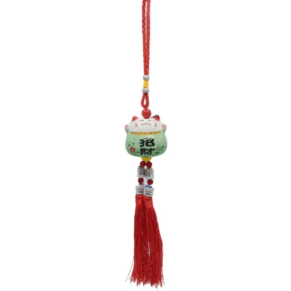 Feng Shui Maneki Neko Şans Kedisi Yeşil No.4 ürün görseli 1