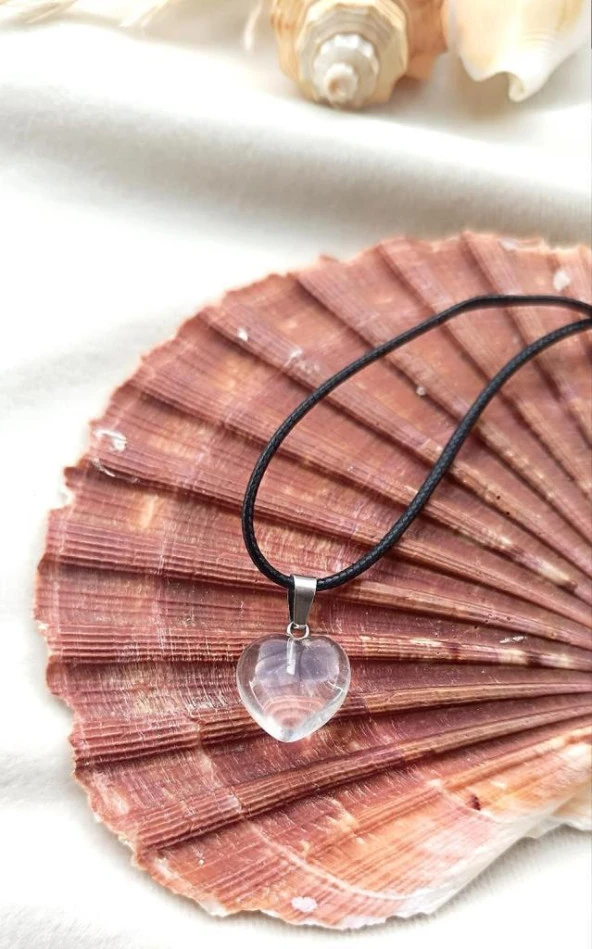 Kolye Gerdanlık Kalp Çakra Yoga Reiki Doğal Kristal Kuvars Taş Kadın ürün görseli 1