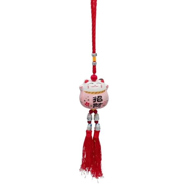 Feng Shui Maneki Neko Şans Kedisi Pembe No.4 ürün görseli 1