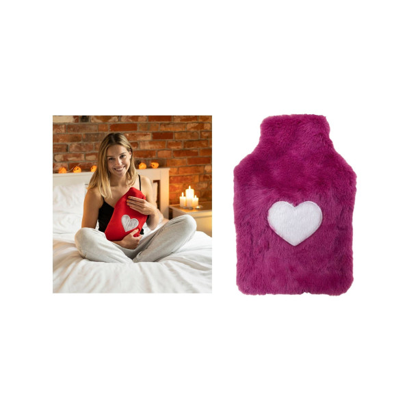 SICAK SU TORBASI PELUŞ KALPLİ,PEMBE TERMOFOR 29x17CM 750ml ürün görseli 1