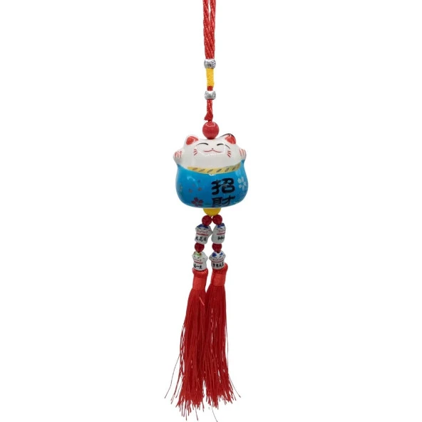 Feng Shui Maneki Neko Şans Kedisi Mavi No.4 ürün görseli 1