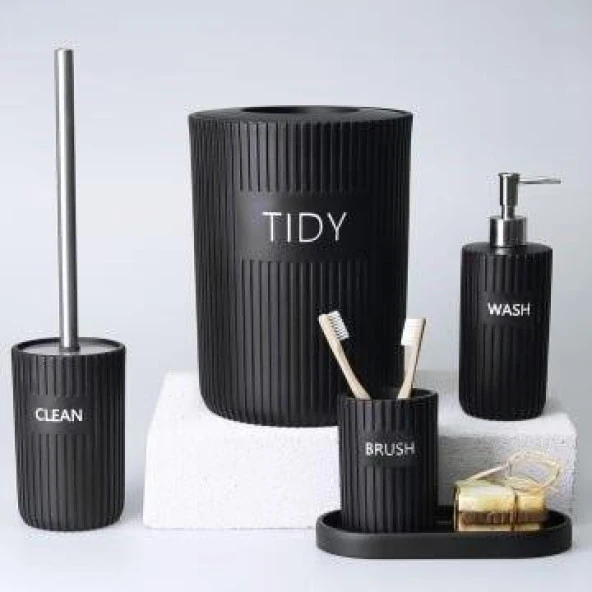 SELİM DEKOR GROOVED BANYO SETİ SİYAH ürün görseli 1