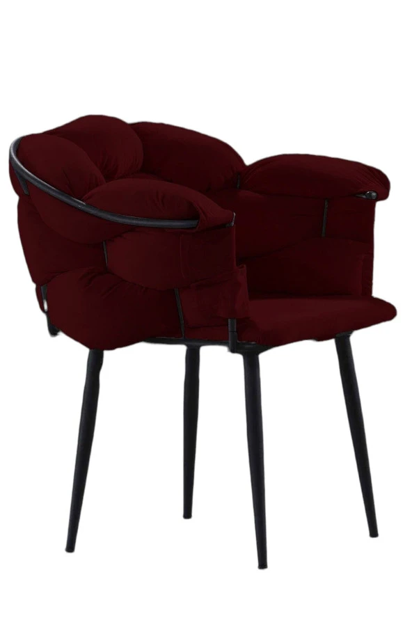 Balon Çay Seti Siyah Iskelet-bordo - Resim 3
