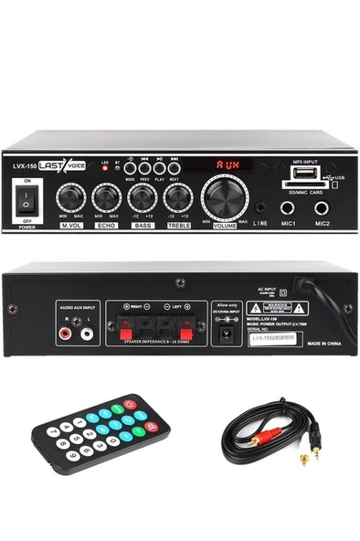 Lastvoice Lvx-150 Stereo Anfi Amfi 2x75 Watt Bluetooth Usb-Sd 220V/12V ürün görseli 1
