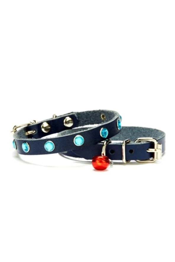 Doggie Taşlı Kedi Ve Yavru Köpek Tasması 1x23 cm Mavi Medium ürün görseli 1