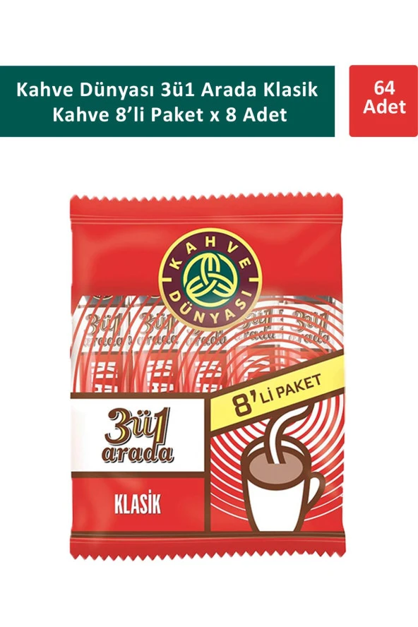 Kahve Dünyası 3ü1 Arada Klasik Kahve 8 x 18 gr x 8 Adet ürün görseli 1