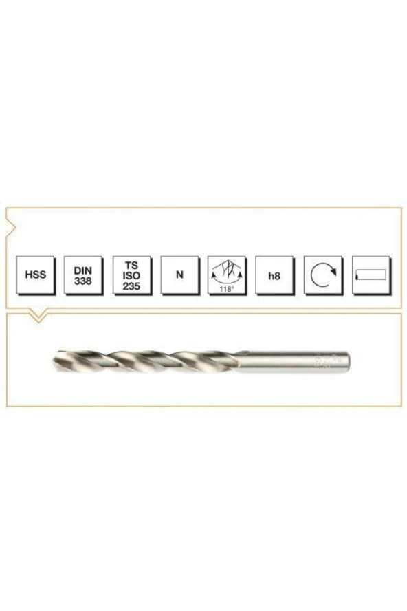 MTE Makina Takım B00007001400 Hss Dın 338 Silindirik Saplı Kısa Taşlanmış Matkap Ucu 14 Mm ürün görseli 1