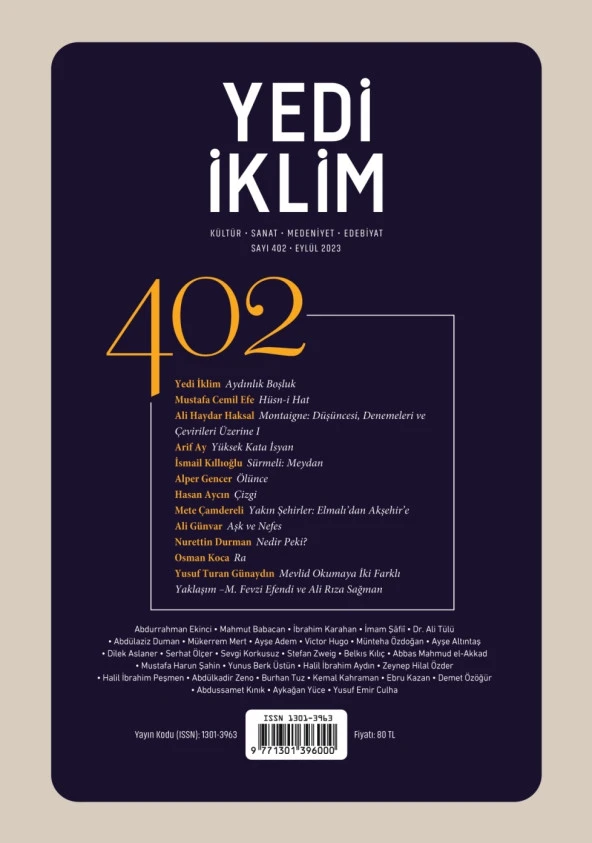Yedi İklim 402.Sayı Eylül 2023 ürün görseli 1